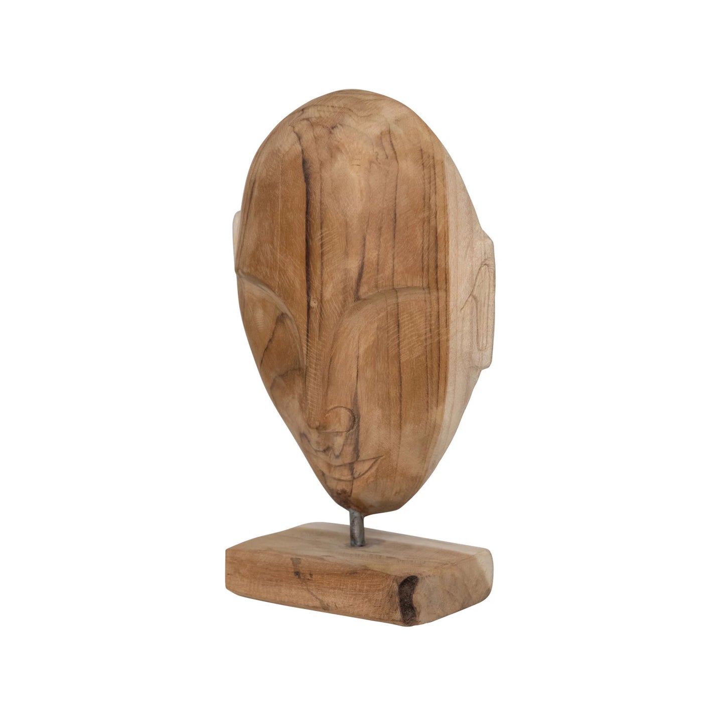 Hand-Carved Teakwood Face - The Fond Home